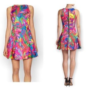 Milly tropical fit and flare dress